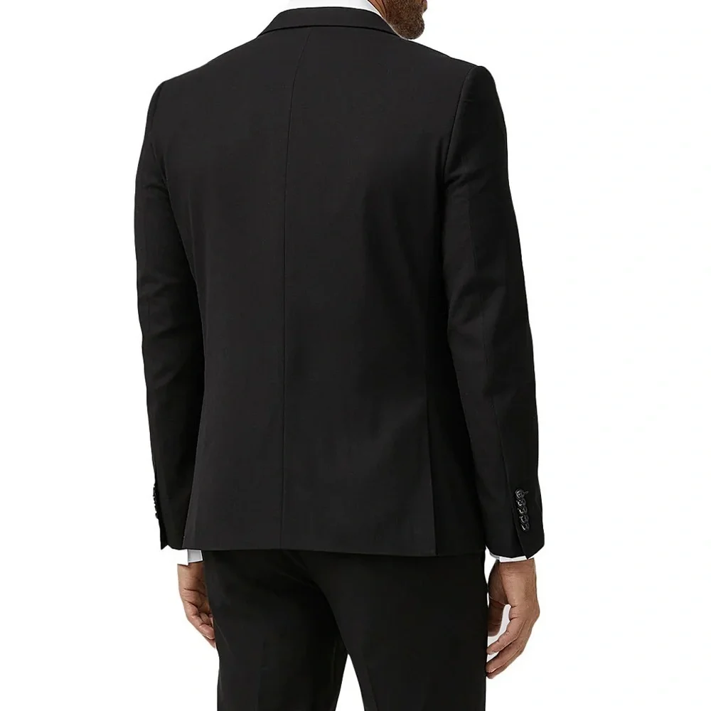 New Soul of London Essential Black Solid Suit Jacket Blazer Stretch Sz 34R